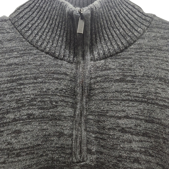 Calvin Klein Men's L 1/4 Zip Mock Turtle Neck Heathered Gray Cotton Sweater Y2K - Picture 3 of 6